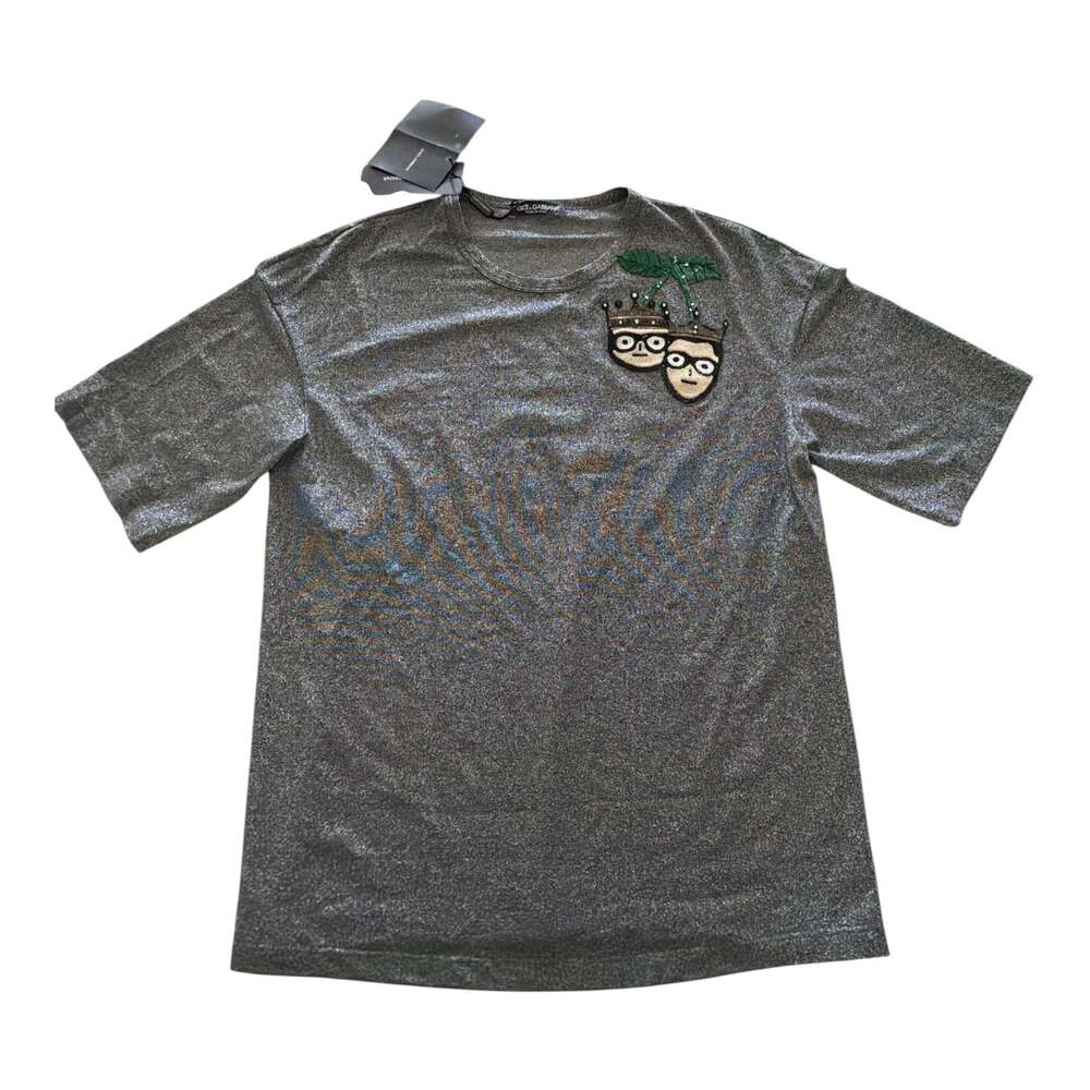 NWT sz 40W Dolce & Gabbana Metallic Lurex Shirt with Sequin #DGFamily King Emb.